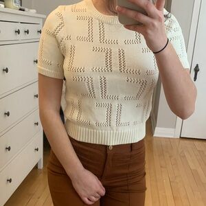 Judith and Charles Cream Knit Short Sleeve Top